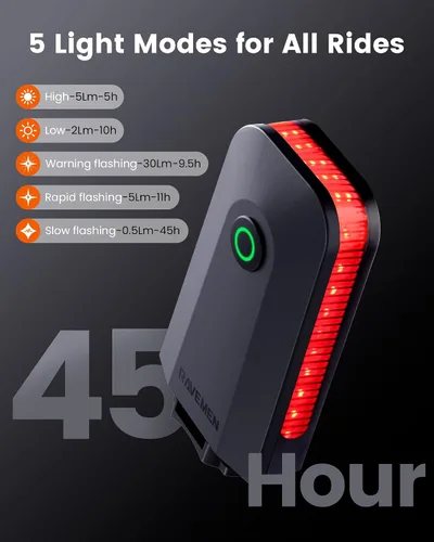 Miniatura 4 de Luz Trasera de Bicicleta Ravemen CL01, Luz Trasera de Bicicleta de Ángulo Amplio de 300° para Conducción Nocturna, Accesorios de Seguridad