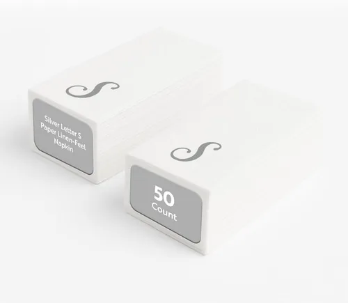 Miniatura 63 de Luxenap Toallas de invitado de tacto de lino de 15.8 X 7.9 pulgadas, 50 toallas de mano rayadas desechables - Letra dorada "S", fuente cursiva