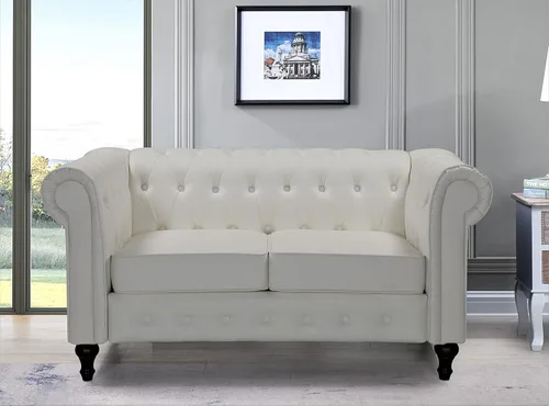 Miniatura 21 de Container Furniture Direct Teressa - Juego de sofá Chesterfield de piel sintética de 2 piezas para sala de estar, apartamento u oficina, incluye