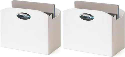 Miniatura 12 de EZDeco Revistero plegable con soporte para revistas de PU de cuero en el suelo, organizador de archivos de PU para periódicos, libros, cesta