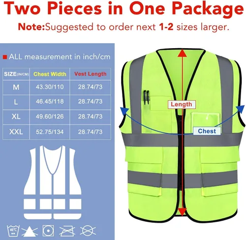 Miniatura 2 de XPCARE Chalecos de seguridad reflectantes para mujeres y hombres, chaleco de seguridad de alta visibilidad con bolsillos y cremallera frontal