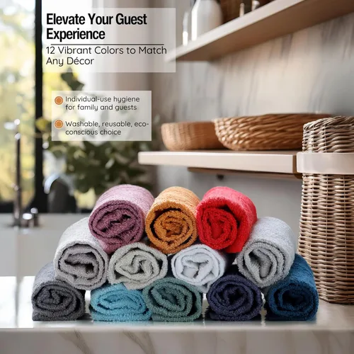 Miniatura 4 de Living Fashions Paquete de 12 paños de lavado 100% algodón hilado en anillo extra suave, tamaño 13 x 13 pulgadas, suaves y absorbentes, lavables a