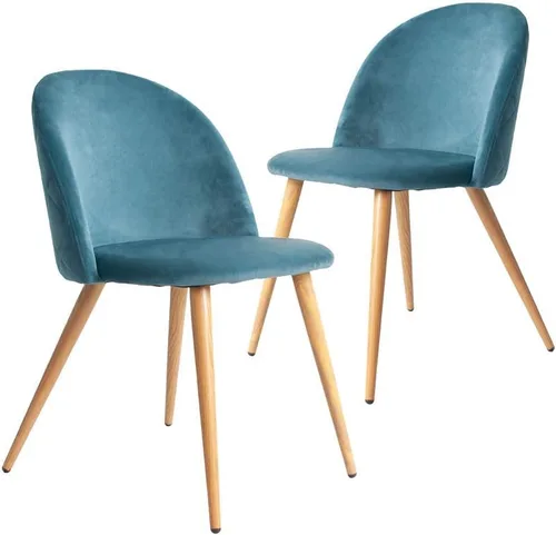 Miniatura 11 de CangLong Mid Century - Juego de 2 sillas tapizadas de terciopelo para cocina, modernas, color verde, 1