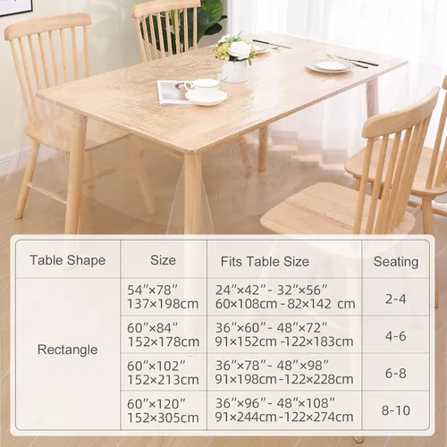 Miniatura 6 de Smiry Mantel de plástico transparente de 60 x 102 pulgadas, protector rectangular de vinilo impermeable, a prueba de derrames de aceite, lavable