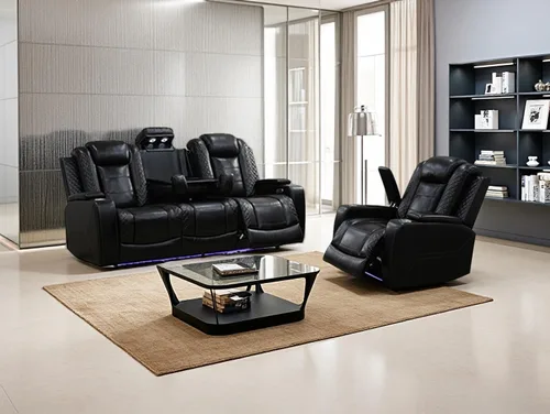 Miniatura 26 de Juego de sofá reclinable eléctrico, seccional de cuero transpirable beige, juego de muebles de sala de estar, 2 piezas, sofá reclinable eléctrico
