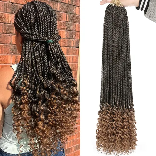 Miniatura 8 de XTREND 10 Pulgadas 6 Paquetes Trenzas de Caja de Ganchillo Cabello Pre-anudado Sin Nudos Bobo Trenzas de Caja 3X Extensiones de Cabello Trenzado 1b#