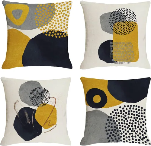 Miniatura 10 de Juego de 4 fundas de almohada abstractas de color naranja quemado de 20 x 20 pulgadas, fundas de almohada geométricas bohemias decorativas
