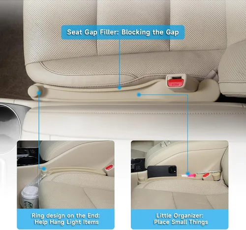 Miniatura 3 de Givifive Juego de 2 rellenos de espacio para asiento de automóvil, espuma suave, multifuncional, con organizador y función de gancho, tapón
