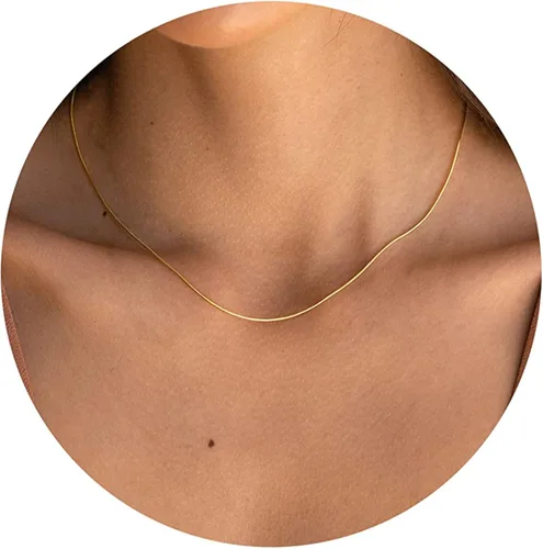 DEARMAY 14K Gold Necklaces for Women, Dainty Layered Gold Herringbone Choker Necklace for Women Thin Chunky Snake Chain Necklaces Jewelry for Teen