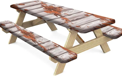 Miniatura 11 de Mantel ajustable para mesa y banco de pícnic de Halloween, diseño de fantasma, impermeable, 28 x 72 pulgadas, juego de 3 piezas, mantel ajustable al