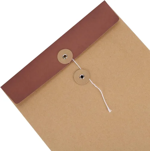Miniatura 8 de 10 sobres de cuerda de papel kraft A4 con refuerzo, carpetas de archivos, facturas, bolsa organizadora de archivos con cierre de cuerda de botón
