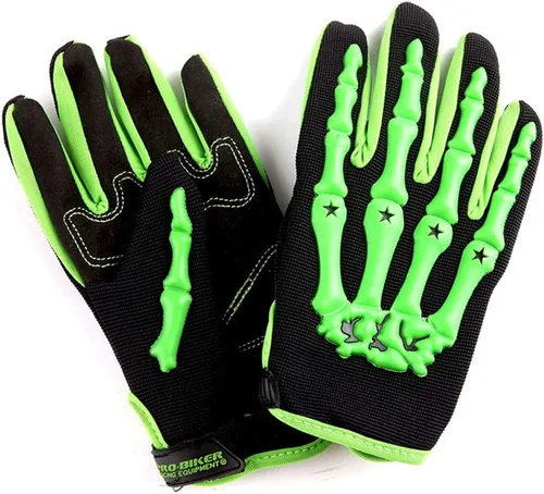 Miniatura 3 de WOW Casco de Motocross Juvenil MX BMX Casco de Bicicleta Araña Negro + Gafas + Guantes Negros Esqueleto Paquete Verde tiburón