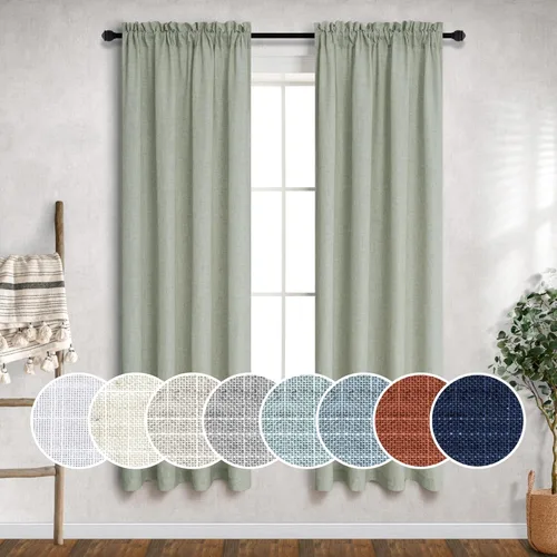 Miniatura 61 de Cortinas blancas puras de 38 pulgadas de ancho para dormitorio, juego de 2 paneles de cortinas de privacidad con bolsillo para barra, cortinas