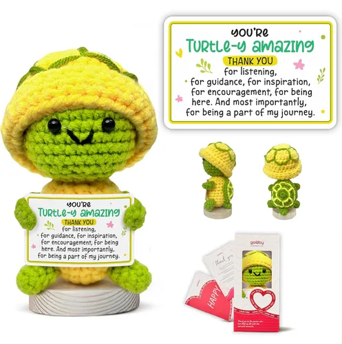 Miniatura 15 de Gossby Regalo de agradecimiento para mujeres, hecho a mano, tortuga positiva a ganchillo, gracias por ser una parte importante, agradecimiento