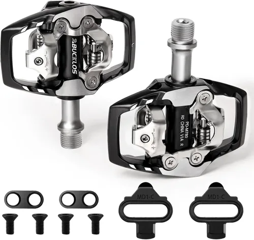 BUCKLOS SPD - Pedales de clip para bicicleta de montaña MTB, pedales de doble cara sin cliente, bicicleta de carretera, rodamientos sellados, clips
