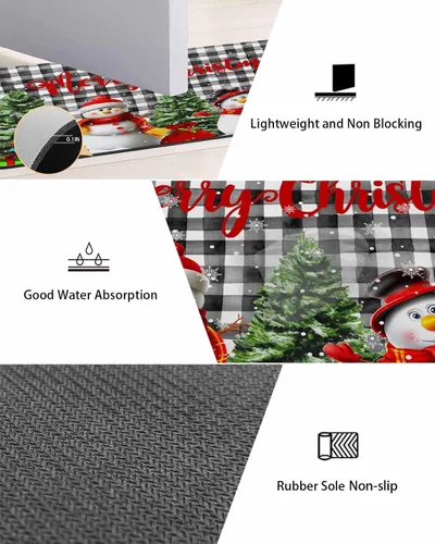 Miniatura 3 de Tapete de baño de Navidad con muñeco de nieve para bañera, antideslizante, de secado rápido y absorbente, con tierra de diatomeas, para fregadero