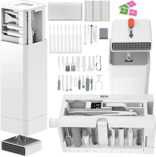 Miniatura 10 de Kit de limpieza de teléfono celular, kit de limpieza para iPhone para puerto de carga, kit de limpieza de teclado para Airpods/Android/USB Blanco