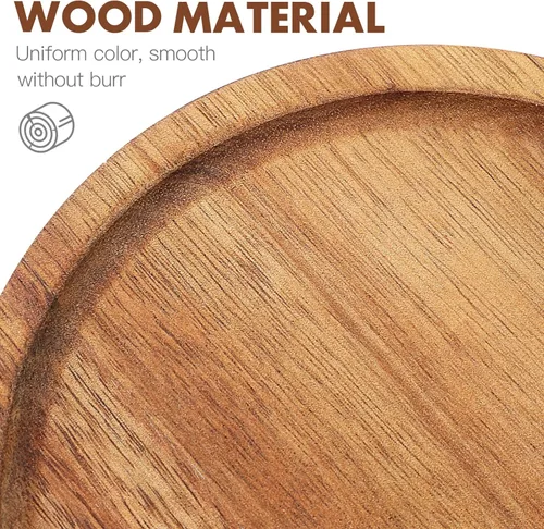 Miniatura 7 de STOBAZA Bandejas decorativas de madera de acacia para mesa auxiliar, juego de 2 bandejas redondas de madera para centro de mesa, bandeja para velas