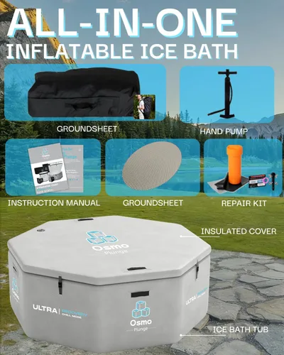 Miniatura 8 de Bañera de hielo octogonal inflable para atletas, bañera de inmersión fría extragrande para recuperación, enfriador de agua compatible con tapa