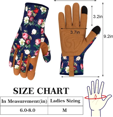 Miniatura 3 de Guantes de Jardinería de Cuero MERTURN para Mujeres, Guantes de Jardín a Prueba de Espinas, Guantes de Trabajo Compatibles con Pantalla Táctil, Azul