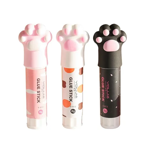 3 piezas de color aleatorio garra de gato lindo pegamento palo kawaii papelería vinculación herramienta escuela oficina suministros de una pieza