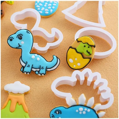 Miniatura 7 de Cortadores de galletas de dinosaurio con plantillas de galletas a juego, juego de 16-8 cortadores de galletas y 8 plantillas, incluye estegosaurio