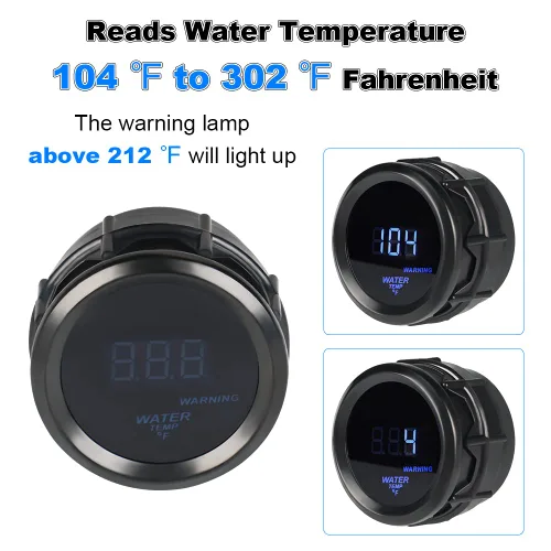 Miniatura 3 de WATERWICH Kit de medidor de temperatura del agua con termómetro de temperatura del agua 104-302℉ DC12V 2 pulgadas 52 mm con sensor para coche