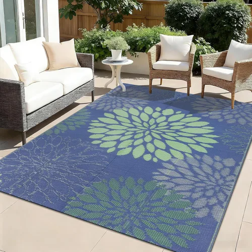 Miniatura 17 de Ileading Alfombra impermeable para exteriores de 5 x 8 pies, reversible, de paja de plástico, portátil, para interiores y exteriores, caravana