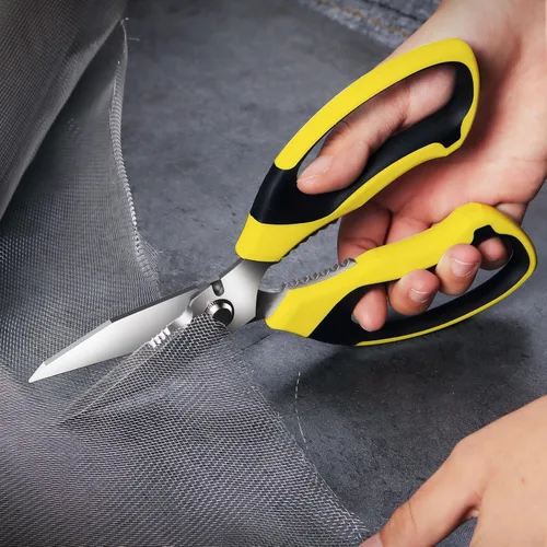 Miniatura 7 de BoFuYuan Tijeras de utilidad resistentes: Tijeras afiladas de 8 pulgadas para todo propósito y uso pesado, cuchillas dentadas cortan alfombra