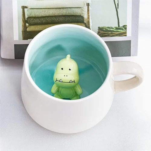 Miniatura 8 de Taza de café sorpresa 3D con diseño de animales en el interior, de 12 onzas con vaca bebé, bonita taza de cerámica hecha a mano de dibujos animados