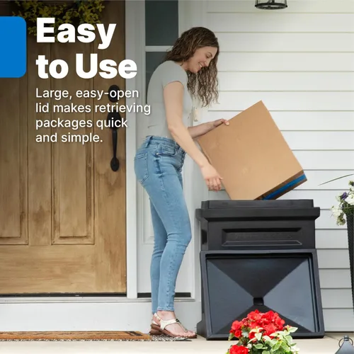 Miniatura 5 de Caja de entrega de paquetes Express de Step2, resistente a la intemperie, almacenamiento grande para exteriores, hecha de plástico duradero, sin