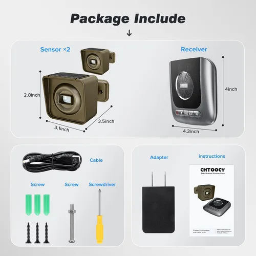 Miniatura 7 de Alarma solar inalámbrica para entrada exterior de 1/2 milla de largo alcance, 3 sensibilidades y resistente a la intemperie para alarma de seguridad