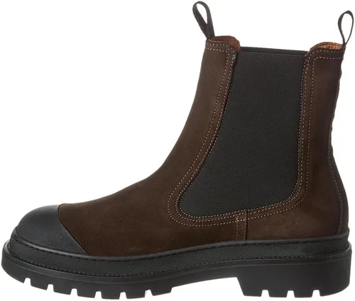 Aquatalia Botas Kent Chelsea para hombre fabricadas en Italia, piel de oveja de gamuza, forro de cuero, puntera redonda, suela de goma.