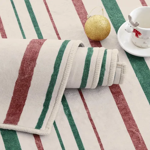 Miniatura 7 de StangH Alfombra de pasillo de 2 x 8 pies, lavable, para niños, con estampado de rayas rojas y verdes, antideslizante, apta para mascotas, alfombra