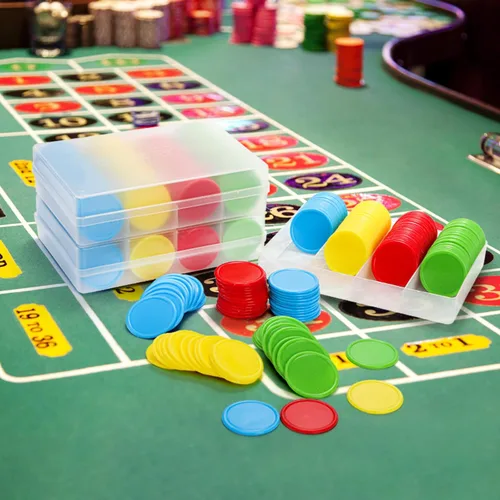 Miniatura 7 de Pumtus 640 fichas de póquer de plástico, fichas de bingo de 4 colores con caja de almacenamiento, fichas de juego de cartas de 1.5 pulgadas