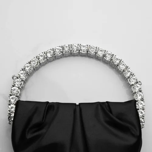 Miniatura 5 de HEYCUE Mini Glitter Diamond Handle Handbag Circular Evening Crossbody bag Sparkly Bride Wedding Party Prom Purses For Women