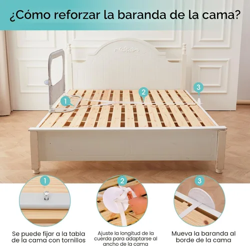 Miniatura 6 de NUTIKAS Barandilla protectora para cama de bebé para niños pequeños - Rieles laterales de cama de 35.1" para niños pequeños para cuna, individual