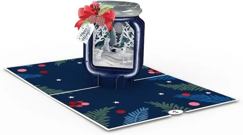 Miniatura 4 de Lovepop Tarro navideño – Tarjeta de Navidad emergente – Tarjeta de felicitación festiva 3D hecha a mano – Saludo especial de invierno conmovedor, 5