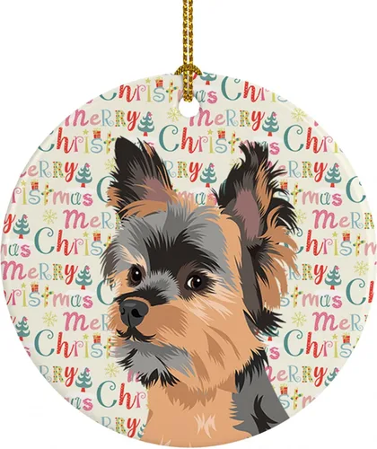 Miniatura 5 de Caroline's Treasures Bulldog Francés Azul de Navidad Adorno de Cerámica Decoraciones Colgantes para Árbol de Navidad para Hogar Navidad, Festividad