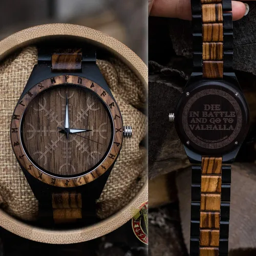 Miniatura 2 de Viking Gifts for Men Exquisite Norse Watch in Custom Wooden Box - Timeless Elegance