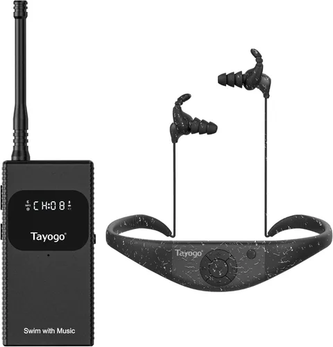 Tayogo Combo de música de natación T6+W18 – Reproductor MP3 de natación impermeable + transmisor Bluetooth | No es necesario descargar música,