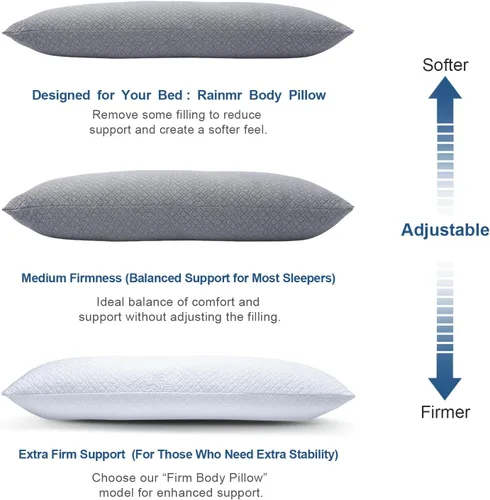Miniatura 6 de Rainmr Almohada de Espuma Viscoelástica Gruesa para el Cuerpo - Almohada Completa para Dormir de Lado - con Funda de Almohada de Enfriamiento Gris