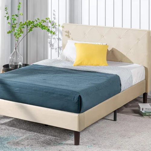 Miniatura 14 de Zinus Billie - Base de cama con plataforma, cuatro cajones de almacenamiento debajo de la cama, cabecera ajustable en altura, estilo tapizado, Gris