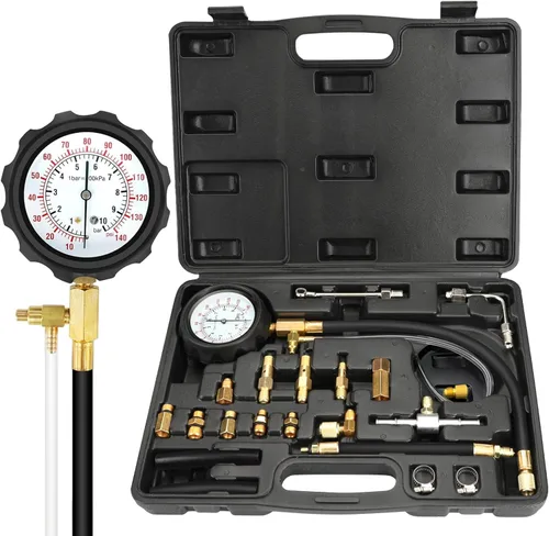 Miniatura 10 de BETOOLL HW0138 0-140PSI kit de herramientas para el auto con medidor de presión de la bomba de inyección de combustible.
