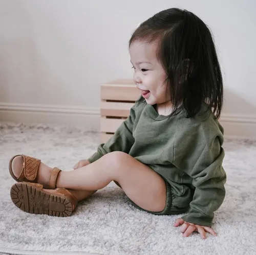 Miniatura 2 de AEEMCEM Baby Boy Girl Solid Sweatshirt Romper Crewneck Pullover Bodysuit Oversized Sweater Romper Long Sleeve Shirts Outfit