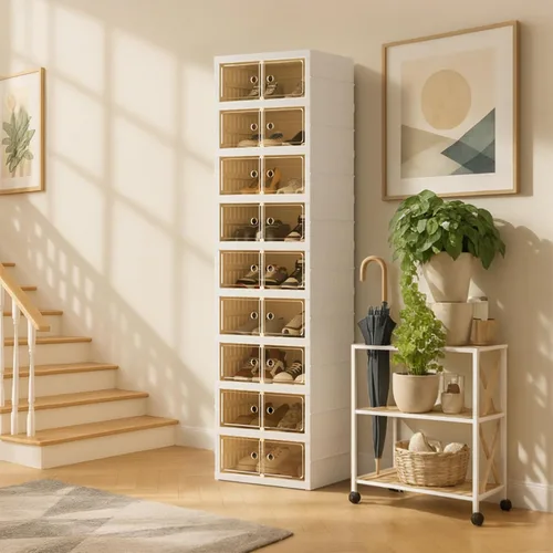 Miniatura 27 de Organizador de Zapatos Plegable Caja de Almacenamiento, Estante de Zapatos Plegable Portátil Extra Grande para Closet, Caja de Almacenamiento