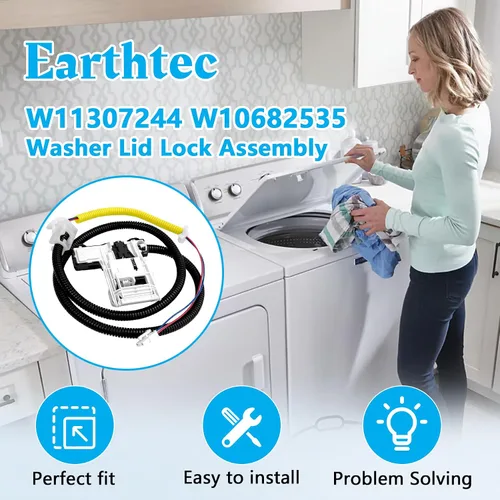 Miniatura 5 de W11307244 W10682535 Reemplazo de cerradura de tapa de lavadora para Whirlpool Maytag Amana Kenmore Series 110 200 500 Roper WTW5000DW1 RTW4516FW2