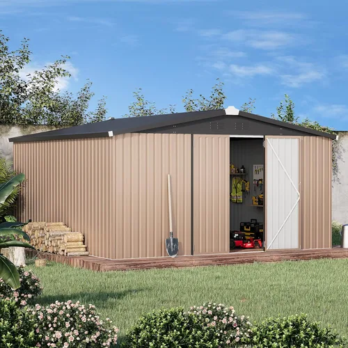Miniatura 25 de AECOJOY Cobertizo de almacenamiento al aire libre de 5 x 3 pies, pequeño cobertizo de metal con puerta con cerradura, almacenamiento de utilidad