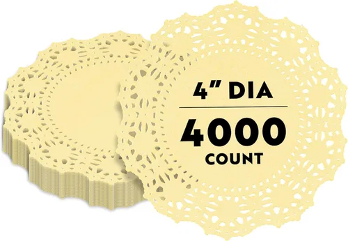 Miniatura 97 de Restaurantware Pastry Tek Blondas de Encaje de 4 x 4 Pulgadas 100 Vajilla Decorativa - Blondas de Mesa Desechables Redondas de Papel Negro