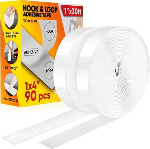 Rollo de cinta adhesiva de gancho y bucle con adhesivo resistente de grado industrial, fácil de cortar, tiras fuertes de gancho y bucle con reverso